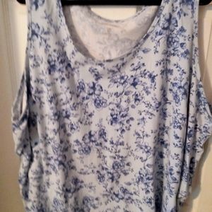 4X cornflower blue floral tank top
